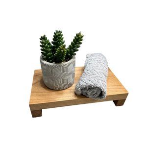 Mini Display Pedestal Wood Riser Decorative Display Tray Boho Natural Farmhouse